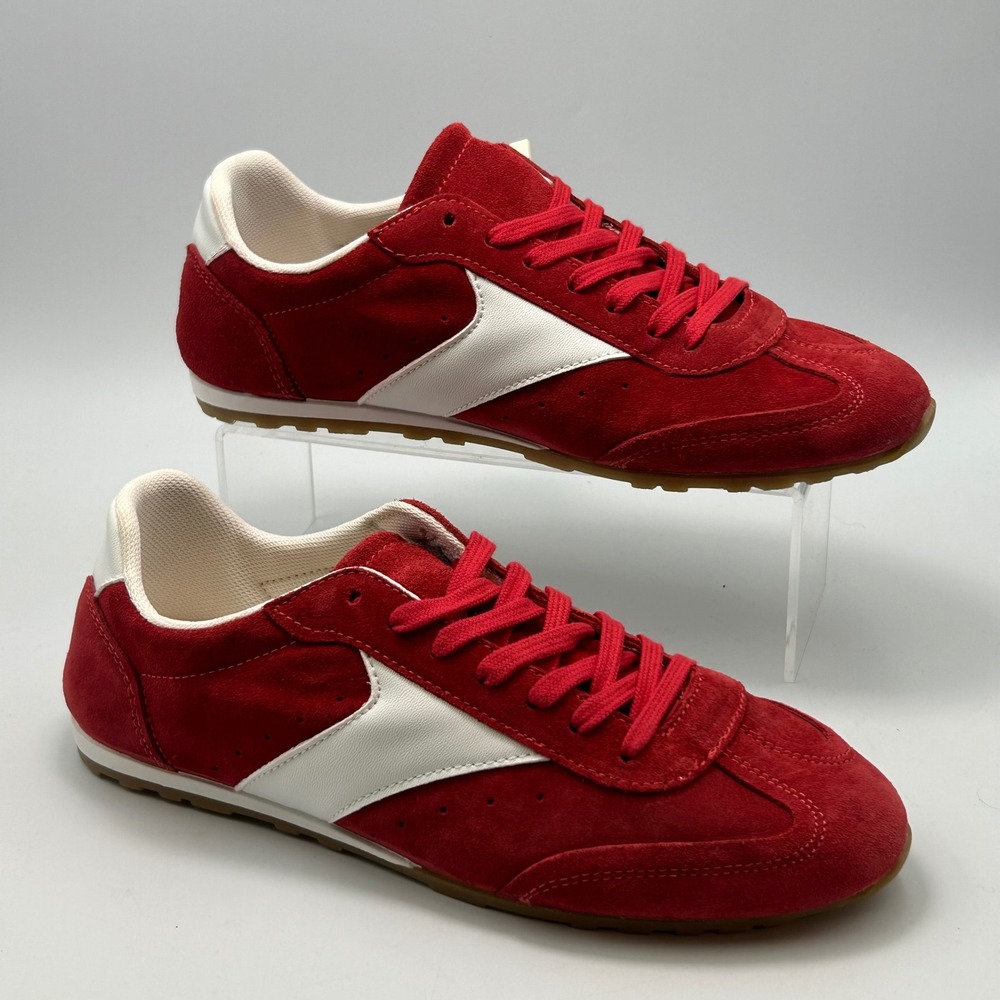 Mila Paoli Sneakers Women 40 Red Suede Leather Italy Retro Sporty Blokecore